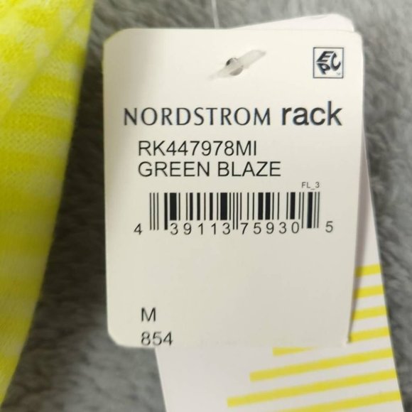 Zella Womens Blouse Yellow Stripe Short Sleeve Stretch‎ Drawstring M New - Picture 8 of 9